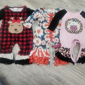 Set of Three Baby Rompers various holidays 0-3month